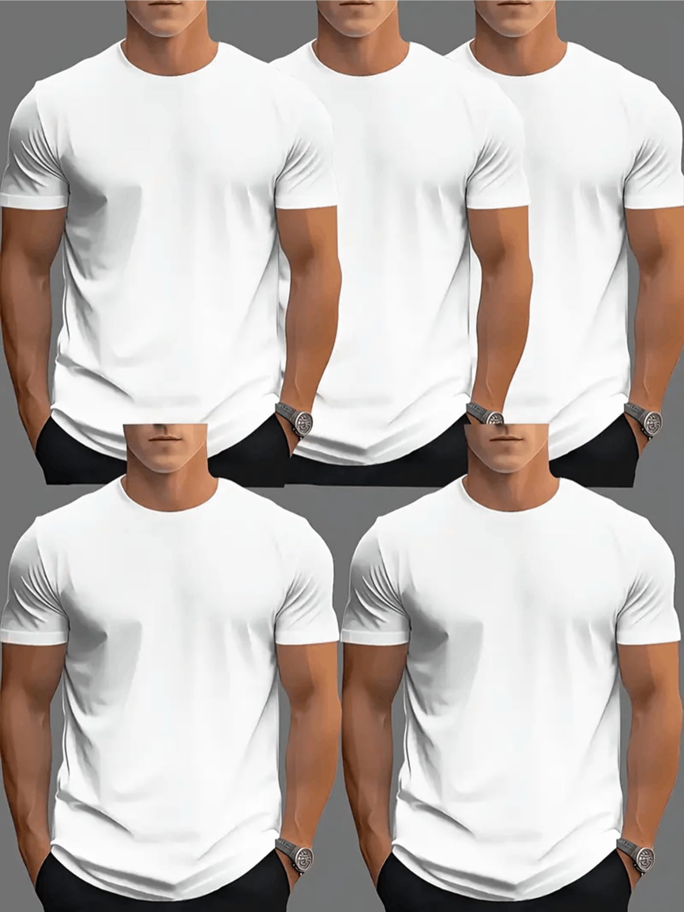 5 Pieces Men Women Unisex Casual Short Sleeve Round Neck T-Shirts Soft Cute T-Sh