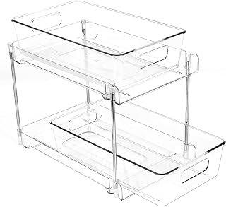 2 Tier Under Sink Organizer, Pull Out Cabinet Organizer with Slide Out Drawers for Bathroom Kitchen Storage