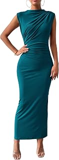 BTFBM Women Ruched Bodycon Maxi Dresses Summer Casual