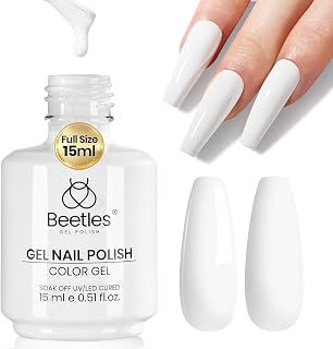 Beetles White Gel Nail Polish, 1pc 15ml White Gel Polish | All Season Soak Off UV French Nails Art Manicure Salon DIY Design at Home