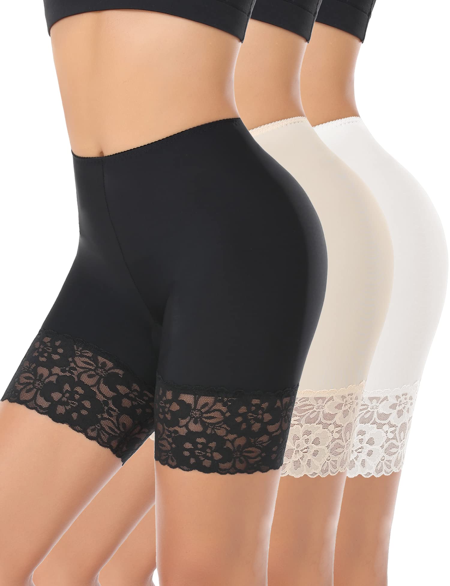 YARRCO Lace Anti Chafing Shorts for Women Seamless Slip Shorts for Under Dresses