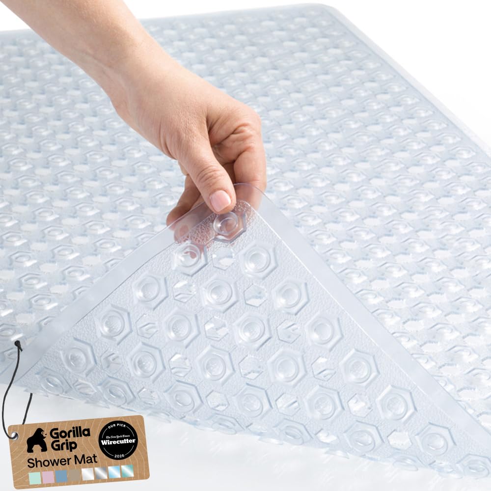 GORILLA GRIP Bath Tub Shower Mat, Bathtub Floor Liner, 35x16 Clear | Patented La