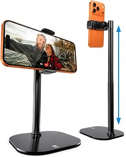 COOPER ChatStand Sturdy Cell Phone Holder, iPhone Stand for Desk, Recording | 9-13" Adjustable, Weighted Metal Base, Tabletop Tripod, for Filming, Video Calls, FaceTime; fits all iPhone, Samsung, Android
