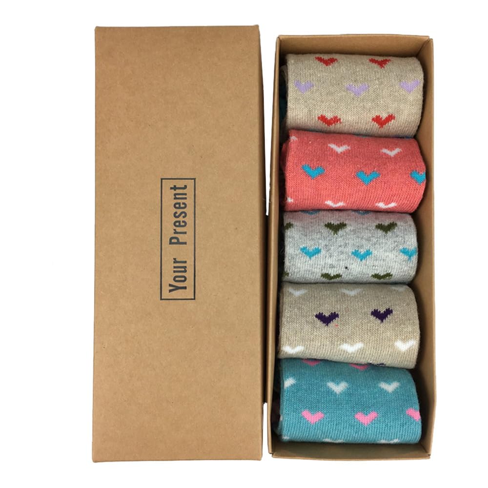 5 Pairs Women's Knit Socks Set with Gift Box