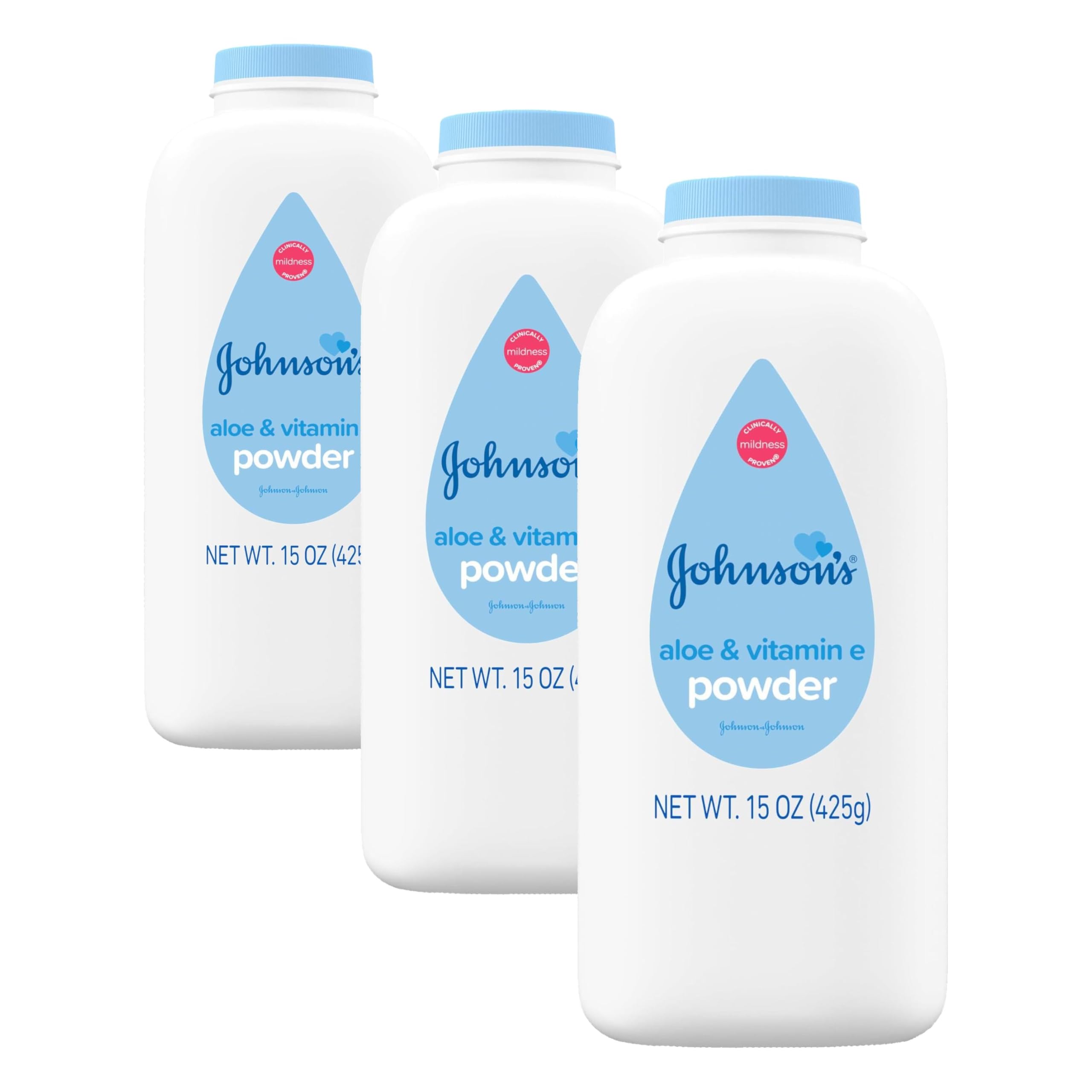 Johnson's Baby Powder with Naturally Derived Cornstarch, Aloe &amp; Vitamin