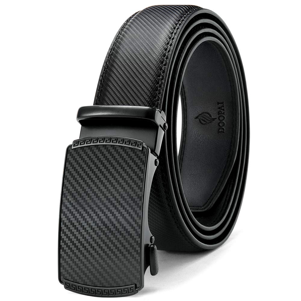 DOOPAI Leather Ratchet Belt for Men, Adjustable Belt with Metal Buckle for