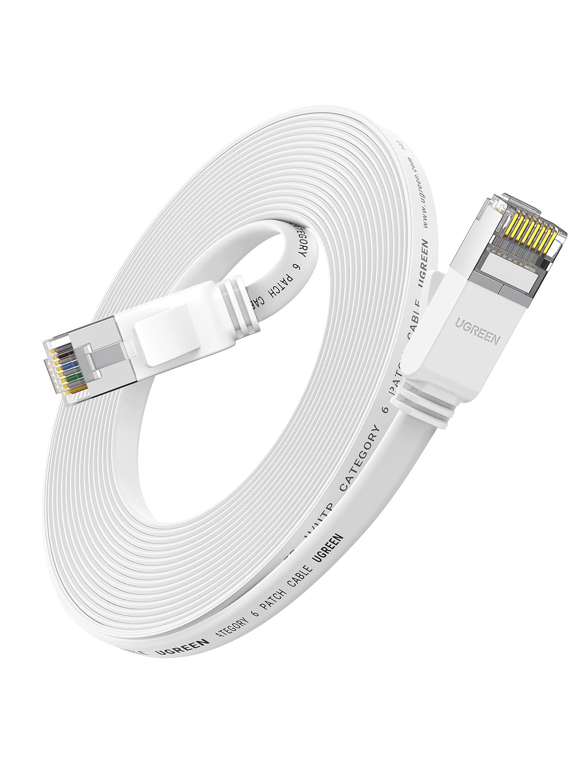 UGREEN Ethernet Cable 10M, Flat RJ45 LAN Gigabit Cat 6 Internet Cable | Pure Cop