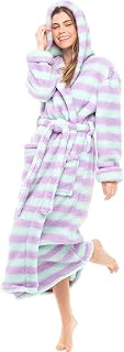 Alexander Del Rossa Women's Soft Plush Fleece Robe with Hood, Long Warm Hooded Bathrobe