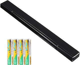 Replacement Wii Wire-less Sensor Bar, Motion Sensor Signal Receiver for Nintendo Wii and Wii U Console with Stable Stand and 4 AAA Batteries(Black)
