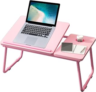 Laptop Desk, Laptop Bed Table with Foldable Legs & Cup Slot, Reading Holder Notebook Stand Breakfast Bed Tray Book Holder for Sofa, Bed, Terrace, Balcony (Blue)