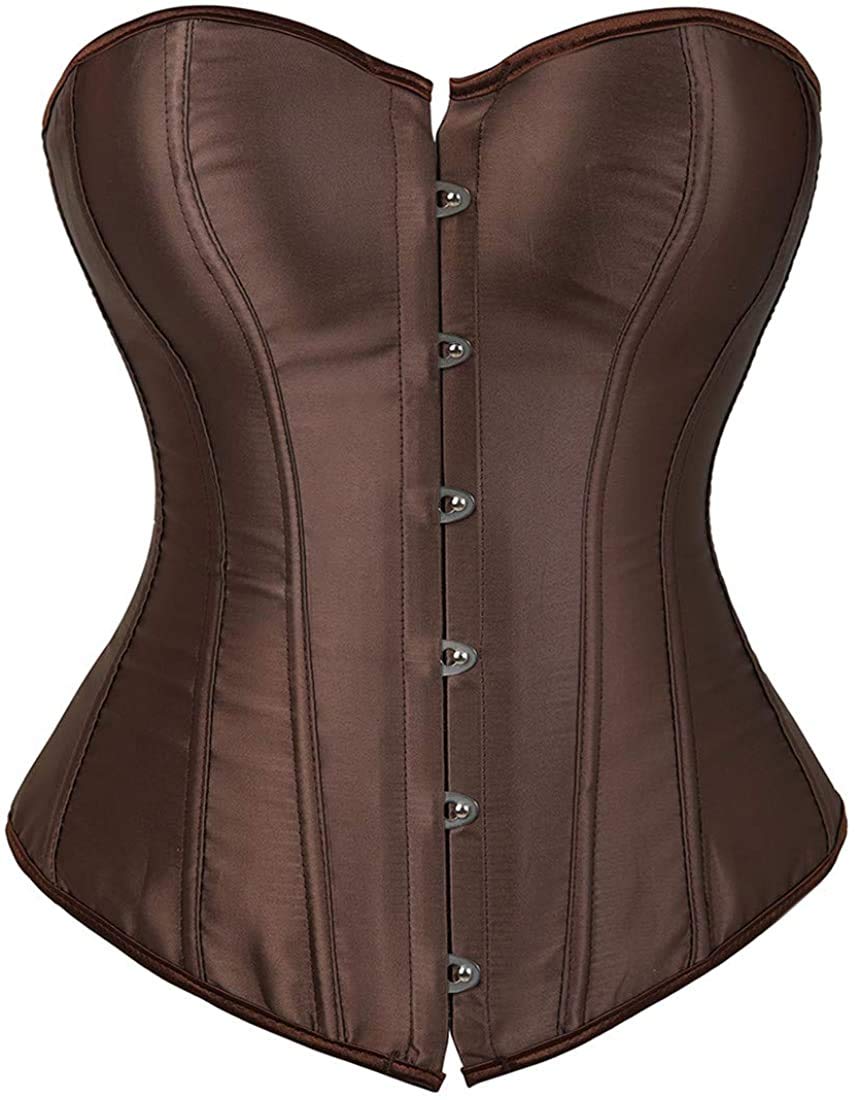 HNGHOU Women's Bustier Corset Top Plus Size Satin Waist Cincher Overbust Bustier
