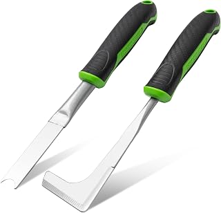 Weed Remover Tool 2pc Set For Patio & Garden Crack Weeder | Heavy Duty Gardening Hand Weeding Tool Ideal For Block Paving, Cracks & Driveways - For Removing Weed, Moss & Dandelions