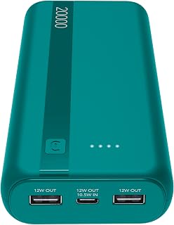Cellularline 20000mAh Power Bank with USB-C In/Out + 2 USB-A Ports – Multiple Charging and LED Indicator – Blue