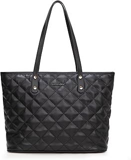 Montana West - Ladies Large Padded Top Zip Shoulder Tote Bag Black MWC-084BBK