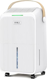 KNKA 2500 Ft² Max 34 Pints Dehumidifier for Basement with Drain Hose, White | Dehumidifiers for Home, Bedroom, Bathroom, Large Room, Three Modes, Intelligent Humidity Control, Dry Clothes, 24HR Timer