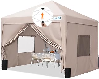 Quictent Privacy 10x10 Pop Up Canopy with 4 Sidewalls & Mesh Windows | One-person Easy Setup, Roll-up Ventilated Mesh Windows, Waterproof Enclosed Canopy, Includes Roller Bag
