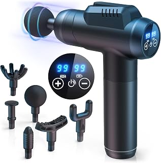 Massage Gun Deep Tissue, Professional Handheld Muscle Percussion Massager with 99 Speeds & 6 Interchangeable Heads, LCD Touch Screen, Ultra-Quiet Design for Shoulder, Back, Body Muscle Relaxation