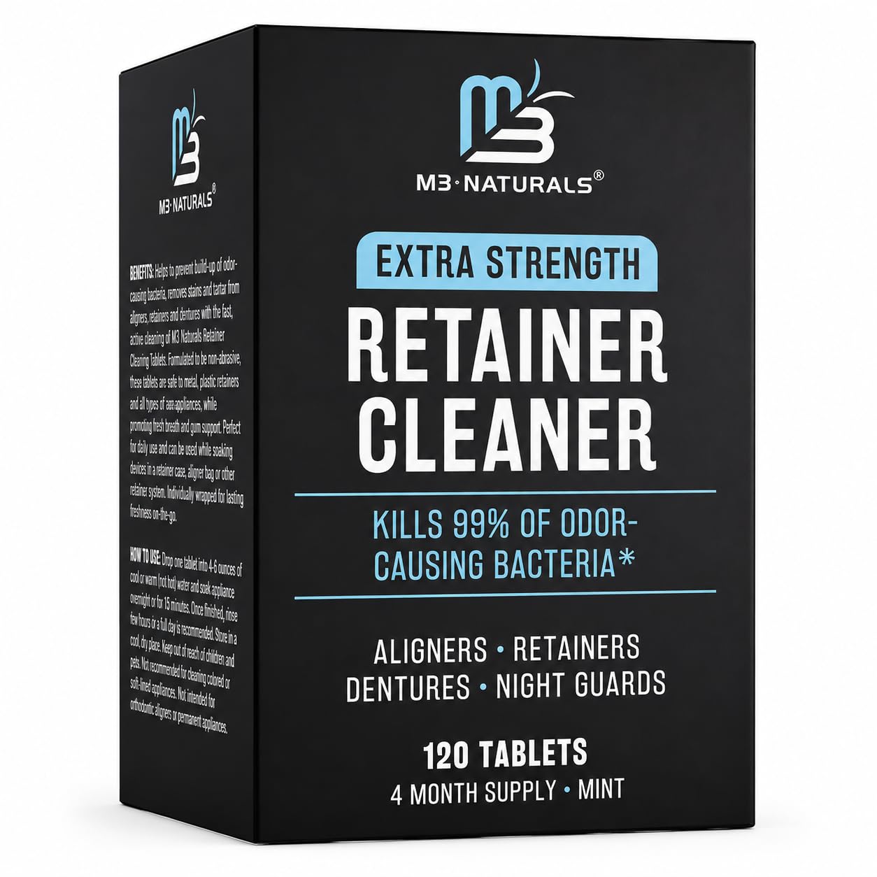 Retainer Cleaner Tablets, Denture Cleaner, Mint, 4 Month Supply by M3 | Compatib