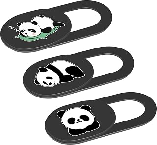 Laptop Camera Cover Slide, 0.02 Inch Ultra Thin Cute Panda Camera Cover for MacBook Pro Laptops Smartphone Mac PC Tablets for Echo Spot Show, Webcam Cover Protecting Your Visual Privacy (Panda-Black)