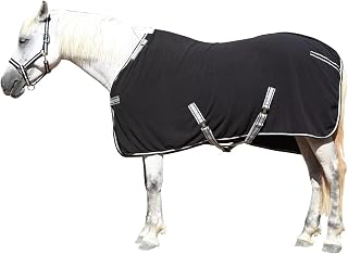 LEAFOREST Horse Fleece Blanket Exercise Cooler Liner Soft Moisture Wicking | Quick-Dry Lining Regulates Core Temperature, Prevents Post-Exercise Chills for Horses in Stables & Transit Black 78 inches