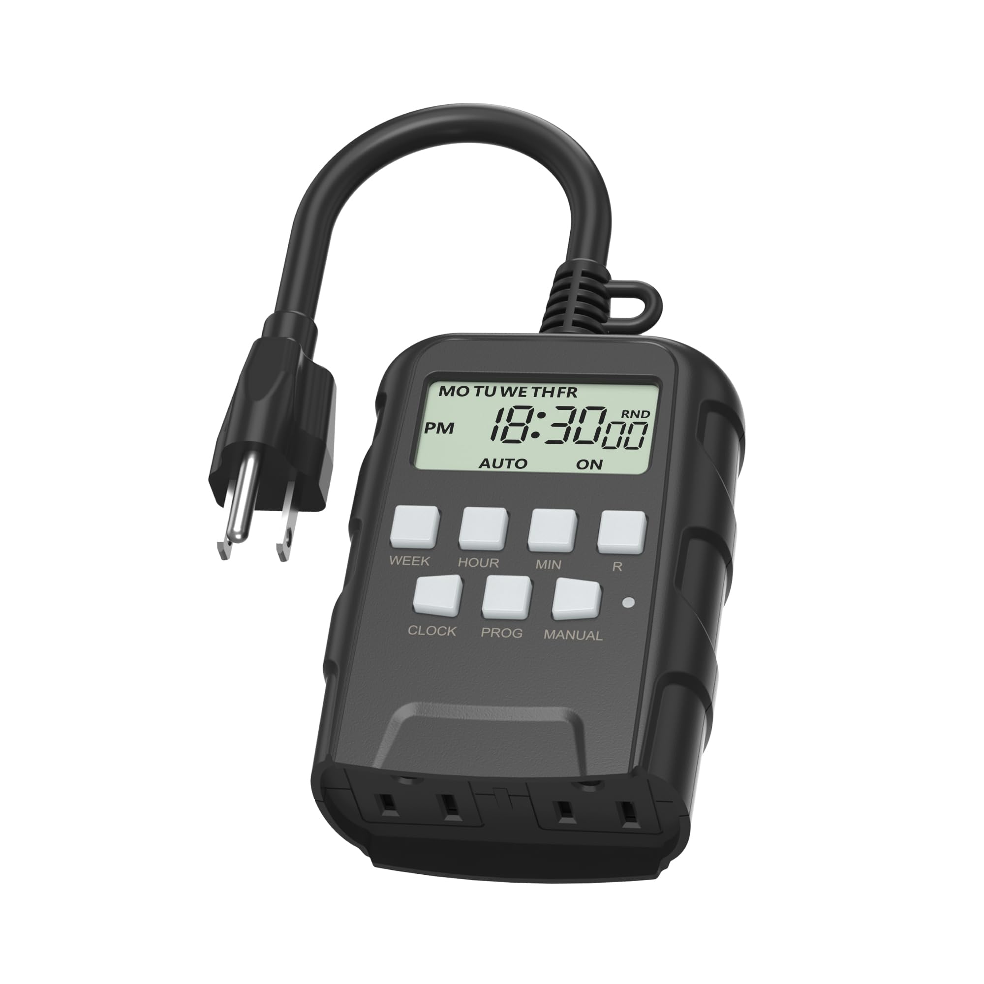 BN-LINK Outdoor 7-Day Programmable Timer Outlet, 2 Outlets | 8 On/Off Programs; 