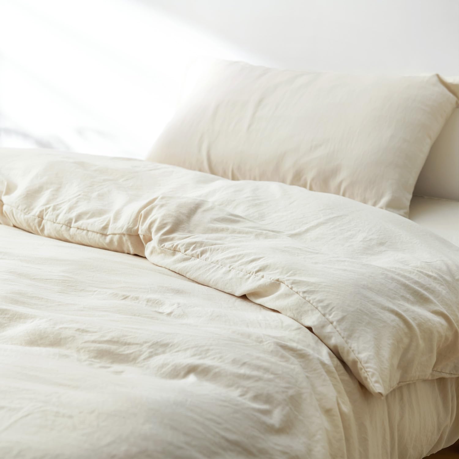 Kumori Duvet Cover, Queen, Washed, Sold Individually, Wrinkle Treatment, Peach S