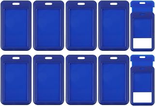 PATIKIL 10 Pack Clear Badge Holder, Plastic ID Badge Holder Clear Window Vertical ID Protector Clips for Credit Cards Proximity Key Cards Licenses, Blue