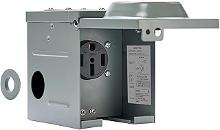EyGde 50 Amp RV Power Outlet Box - Upgraded Preset Hole Easy to Knock RV Receptacle, 125/250 Volt Enclosed Lockable Waterproof Electrical Panel for Hookup RV Camper Trailer Generator (50 A)