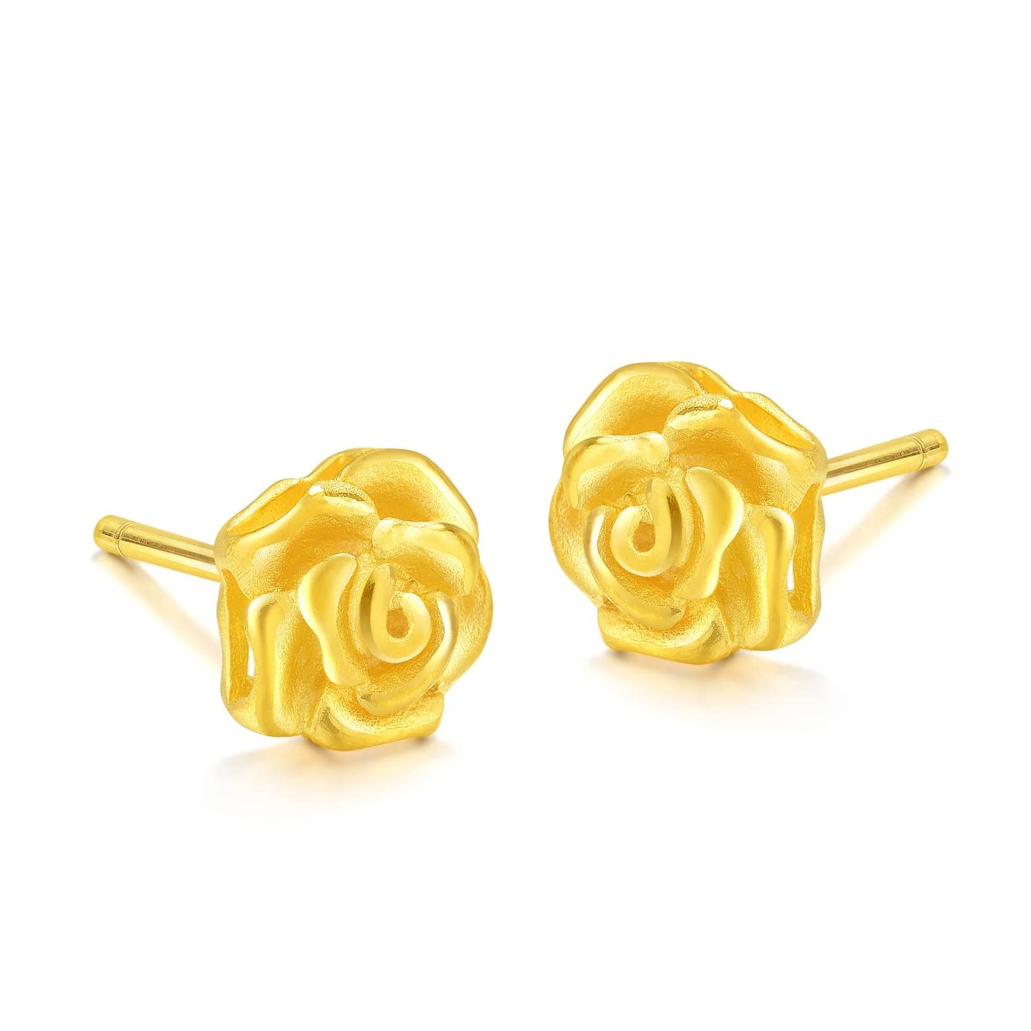 CHOW SANG SANG 999.9 24K Gold Essence Roses Stud Earrings for Women 68730E