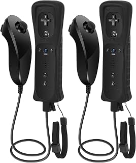 GLCONN Remote Controller with Nunchunk for Wii and Wii U Games - Controller for Wii Remotes - Set of 2 Black