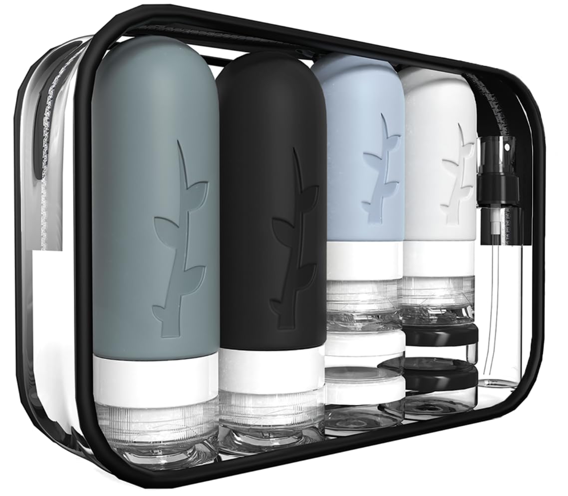 18pack Travel Bottles for Toiletries,TSA Approved Silicone Travel Containers for