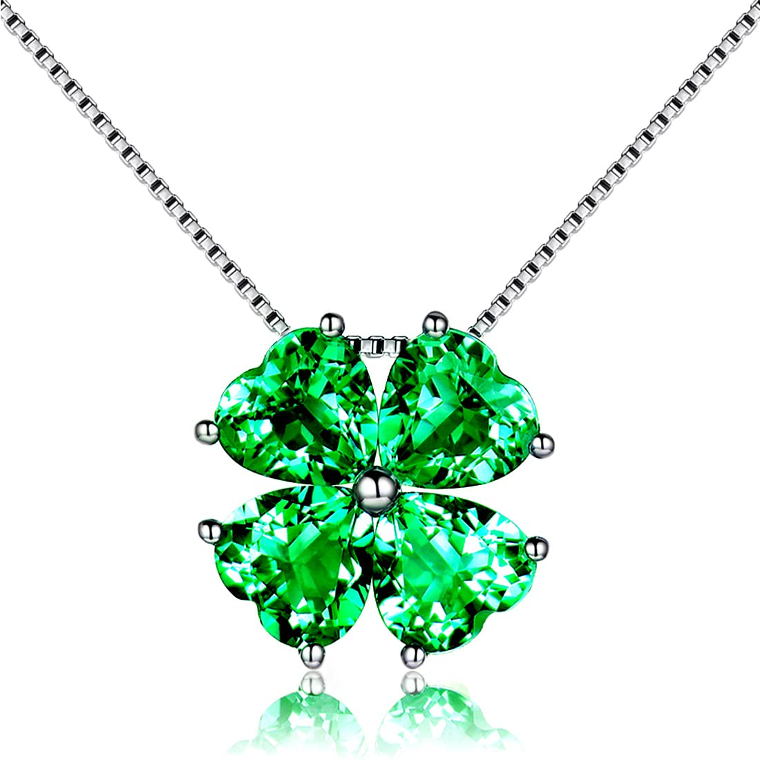 JIANGXIN Popular Silver 925 Heart Women's Birthstone Natural Stone Necklace Pend