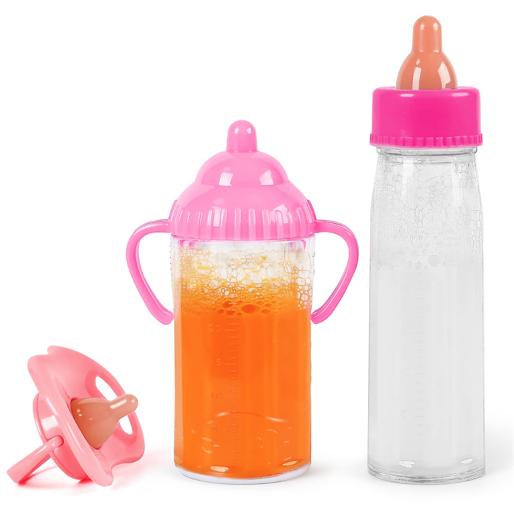 Vollence Magic Baby Doll Bottles 3pcs Doll Accessories Toys Kit Baby Doll Feedin