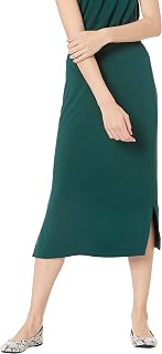 Amazon Essentials Women's Pull-On Knit Midi Skirt with Elastic Waist, Slits
