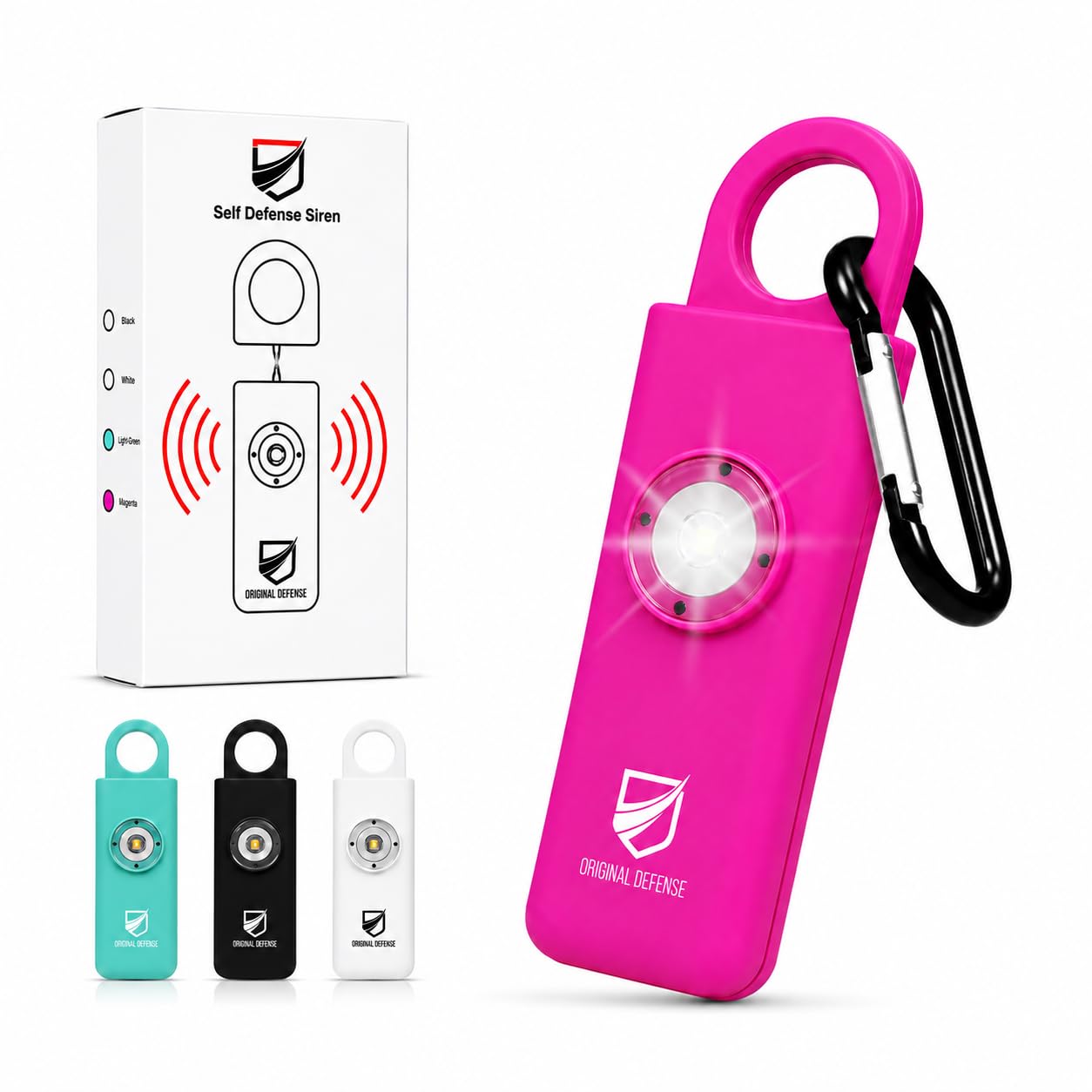 Original Defense® Siren Self-Defense Alarm - 125 dB Keychain Alarm with LED Stro