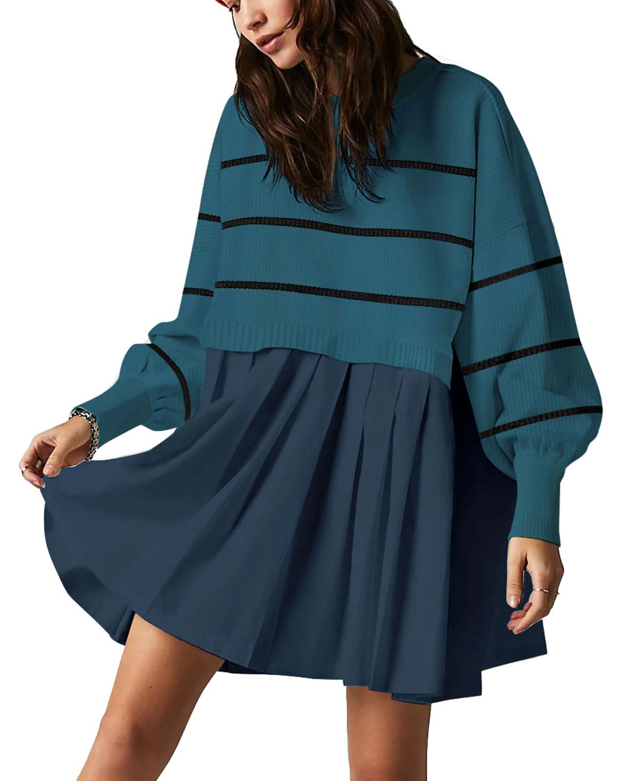 Women's Spring Autumn Oversized Sweater Dress Fashion Long Sleeve Round Neck Cas