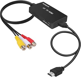 Tengchi RCA to HDMI Converter, AV to HDMI Adapter | Composite to HDMI Support 1080P PAL/NTSC For PS1, PS2, PS3, STB, Xbox, VHS, VCR, DVD Players