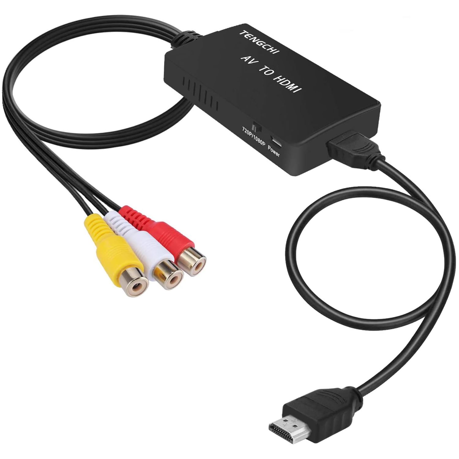 Tengchi RCA to HDMI Converter, AV to HDMI Adapter | Composite to HDMI Support 10