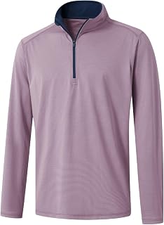 M MAELREG Quarter Zip Pullover Men Performance Dry Fit Stripe Mock Neck Midlayer Golf 1/4 Zip Pullover Mens Sweatshirt