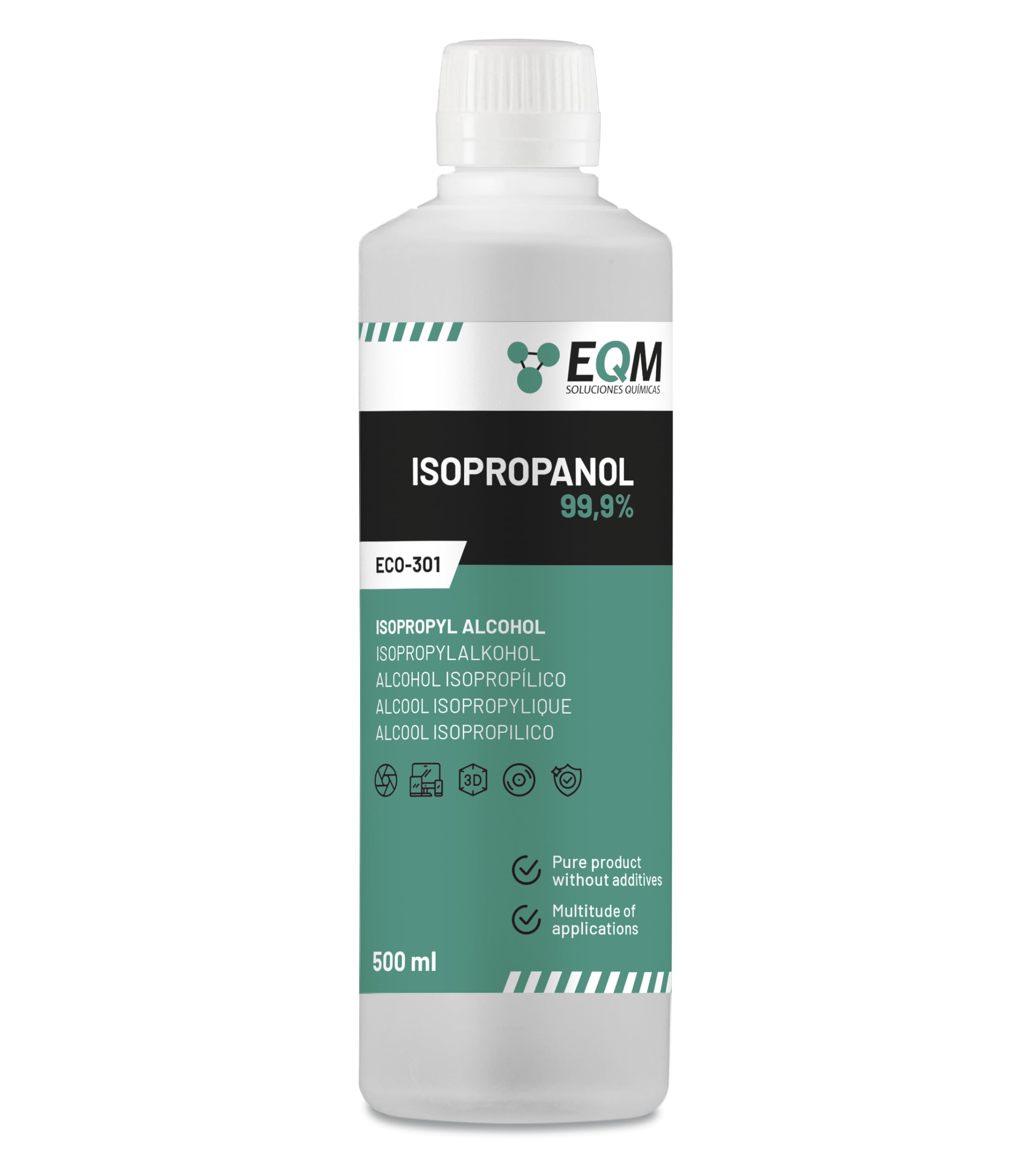 EQM ECO-301 Isopropyl Alcohol 99.9% Isopropanol 500 ml Cleaning | Fast Evaporati