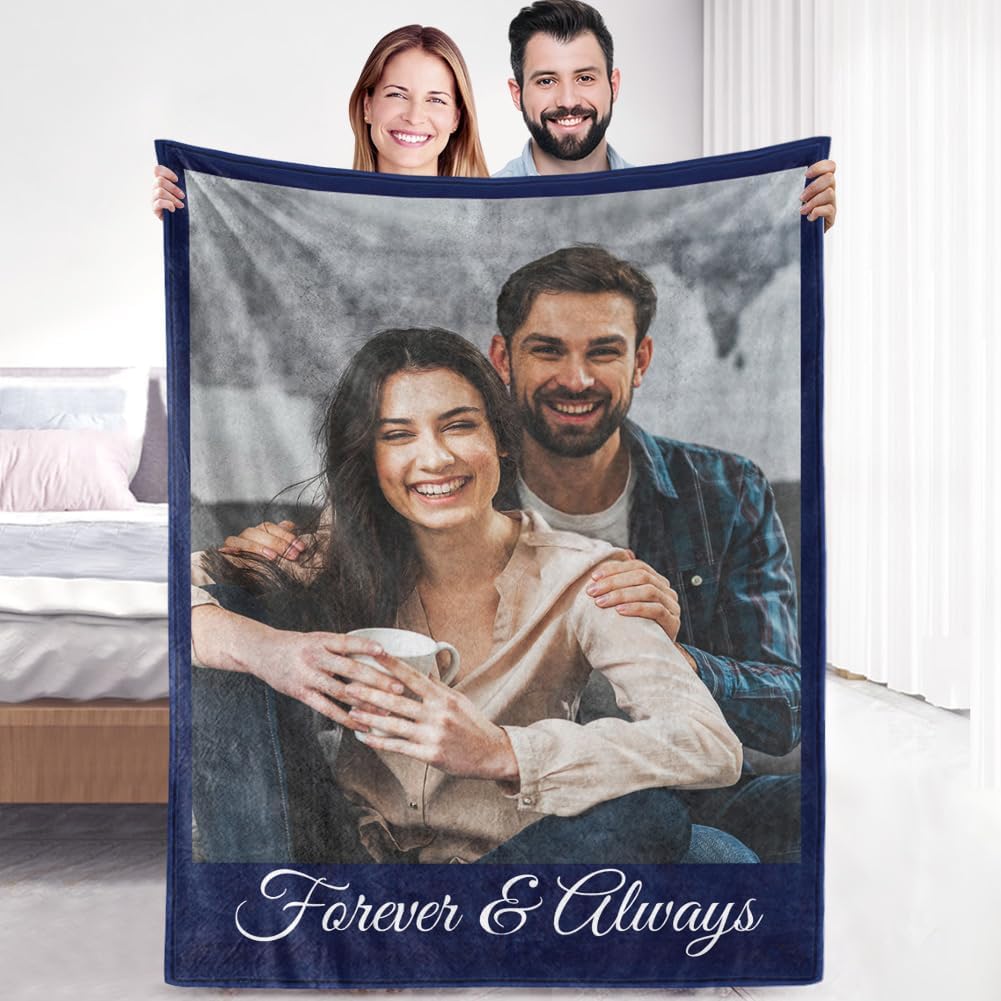 Ships Next Day, Custom Sherpa Fleece Blanket with Photos Text Soft Warm Custom B