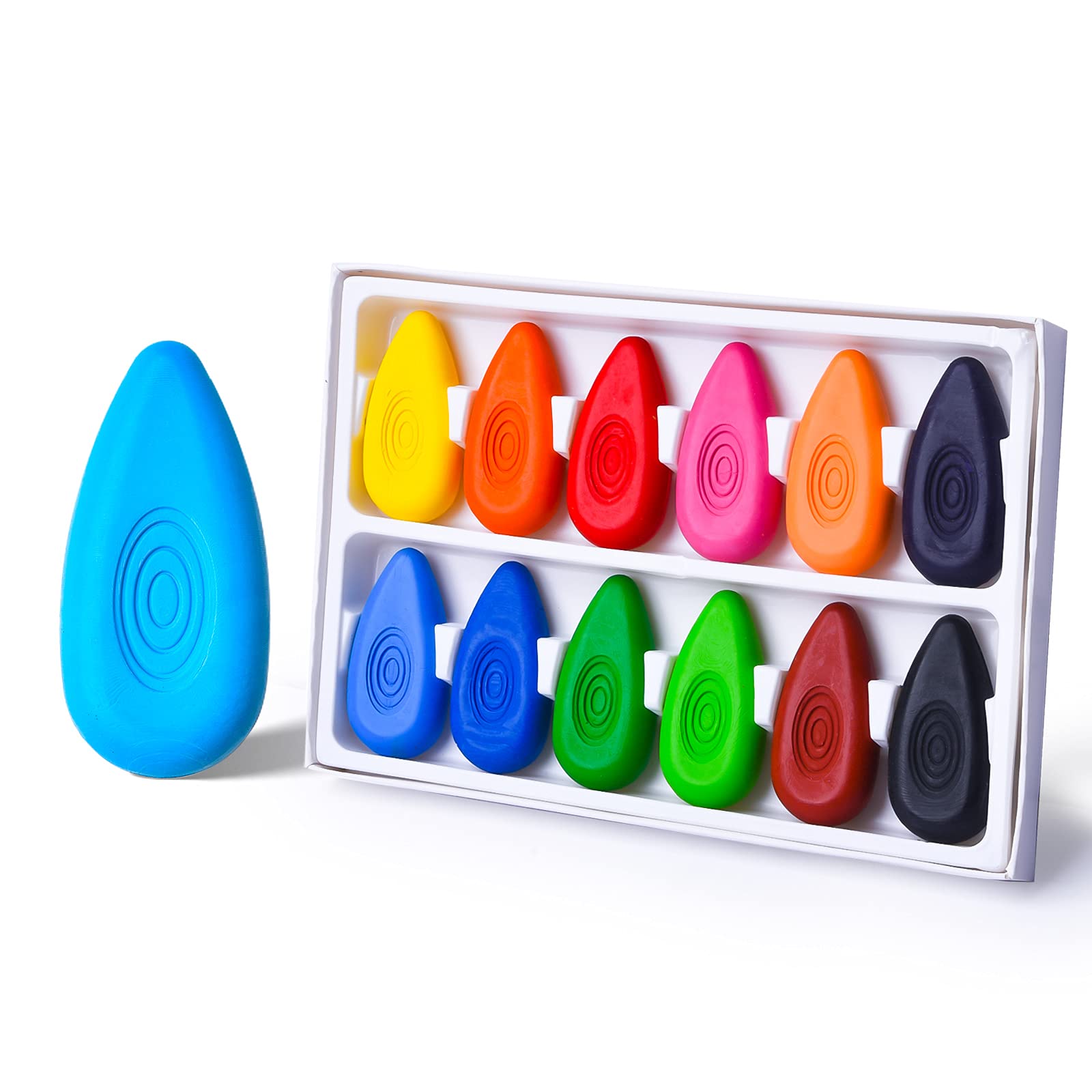 Four Candies Crayons for Kids 12 Colors, Non Toxic Washable Crayons