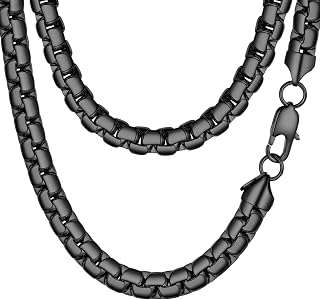316L Stainless Steel Round Link Chain for Men, Black/18K Gold Plated, 4mm/6mm Chain Necklace, 18/20/22/24/26/28/30 inch