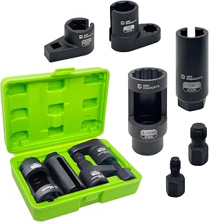 6PCS O2 Sensor Socket Set, Oxygen Sensor Removal, Thread Repair | 1/2" &amp; 3/8" Dr. 7/8"(22mm) Offset Socket, 1-1/16"(27mm) Thermal Sensor Socket, M12x1.25 &amp; M18x1.5mm Thread Chaser