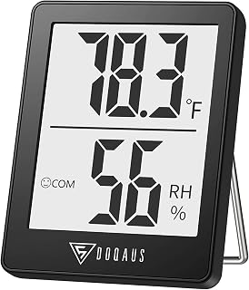 DOQAUS Digital Hygrometer Indoor Thermometer Humidity Meter, Black | 5s Fast Refresh Mini Room Thermometer with Accurate Temperature and Humidity Monitor for House, Baby Room, Greenhouse, Garage