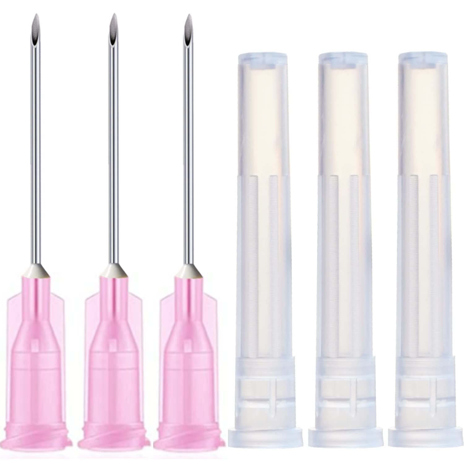 100 Pack 18Ga 1 Inch Sterile Disposable Injection Needle with Cap for Scientific