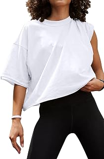 BLMFAION Oversize Workout Crop Tshirt Tops Soft Gym Loose Fitted Tops