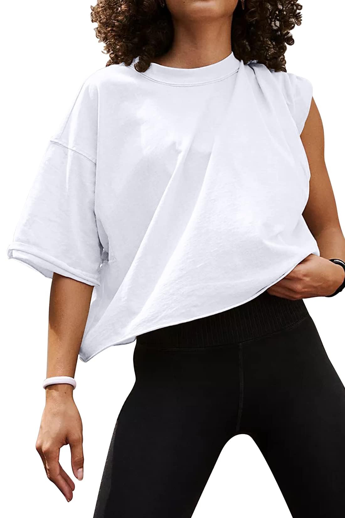 BLMFAION Oversize Workout Crop Tshirt Tops Soft Gym Loose Fitted Tops
