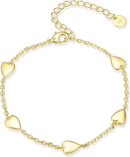 ASH'S CHOICE Pulsera de plata de ley 925 para mujer, hipoalergénica, chapada en oro de 14 quilates, ajustable, con colgante de moneda de corazón, bola de circonita, pulseras de amistad para mujeres y
