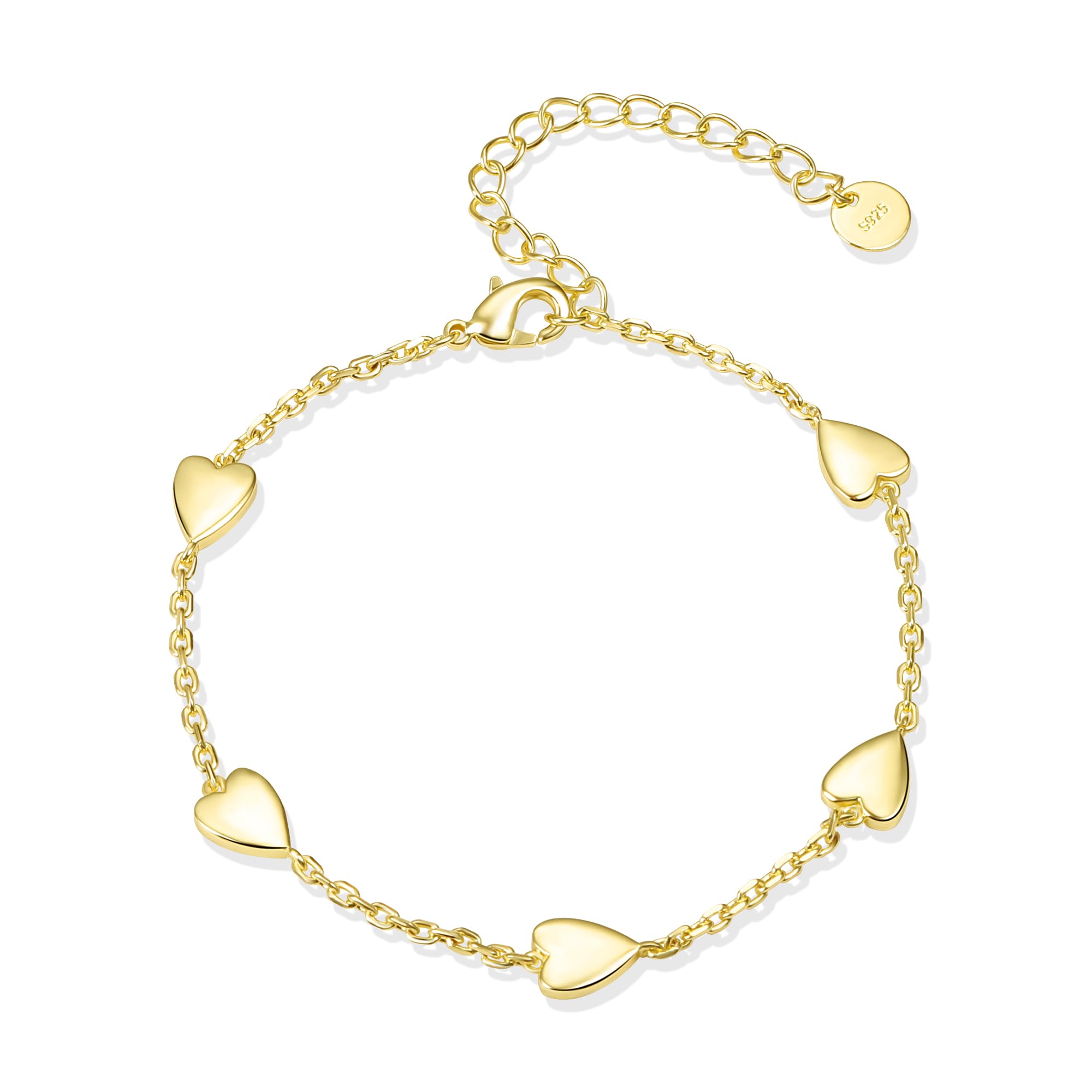 ASH'S CHOICE Pulsera de plata de ley 925 para mujer, hipoalergénica, chapada en 